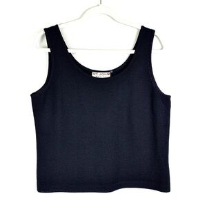 St. John Basics Black Scoop Neck Sleeveless Luxury Knit Tank Top Shell, Size M